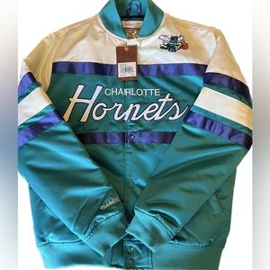 Mitchell & Ness Charlotte Hornets bomber jacket.